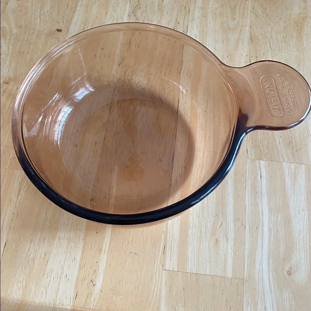 Vintage Corningware Visions Amber Glass grab it Bowl EUC No chips or scratches
